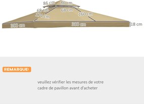 Cobertura/Lona de substituição para tenda de jardim (NÃO INCLUÍDA) 3 x 3 m, bege