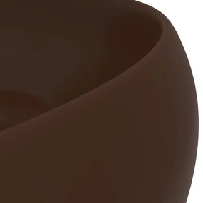 Lavatório luxuoso redondo 40x15cm cerâmica castanho-escuro mate