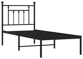 Estrutura de cama metal s/ colchão c/ cabeceira 75x190 cm preto