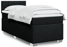 Cama com molas/colchão 90x190 cm tecido preto