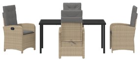 Conjunto de Jantar de Jardim com Almofadas em Rattan Sintético Bege