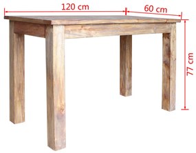 Mesa de jantar madeira reciclada maciça 120x60x77 cm