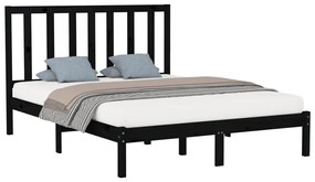 Estrutura de cama king 150x200 cm madeira maciça preto