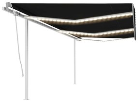 Toldo retrátil manual com LED 6x3 m antracite