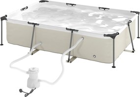 Piscina tubular retangular 316 x 238 x 66,5 cm com bomba de filtragem, 3701 L, em PVC de três camadas, , cinzenta