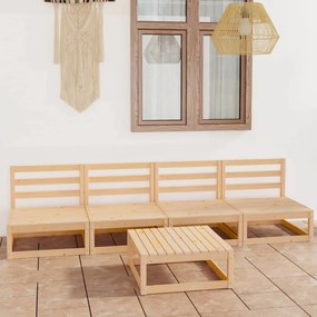 vidaXL 5 pcs conjunto lounge de jardim pinho maciço