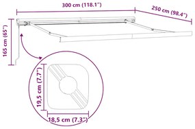 Toldo retrátil 3x2,5 m tecido e alumínio antracite e branco