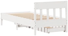 Cama sem colchão 90x190 cm madeira de pinho maciça branco