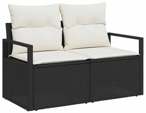 Conjunto de Sofá de Jardim de 7 Peças com Almofadas Pretas em Rattan P
