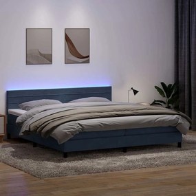 vidaXL Cama box spring c/ colchão e LED 180x210 cm veludo cinzento-escuro