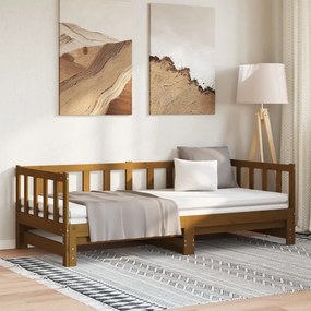 Estrutura sofá-cama de puxar 2x(90x190)cm pinho maciço castanho