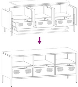 Móvel de TV 101,5x39x43,5 cm aço laminado a frio rosa