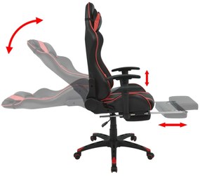 Cadeira escritório reclin. estilo corrida c/ apoio pés vermelho