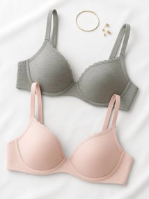 O lote de 2 soutiens, especial gravidez e amamentação, ENVIE DE FRAISE cinza mesclado