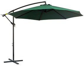 Outsunny Sombrinha Jardim Ø300x250cm Excêntrica Inclinável Manivela Base Cruzada Aço Verde | Aosom Portugal