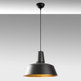 Candeeiro de Teto Saglam – Preto e Dourado – 40 cm de Diâmetro