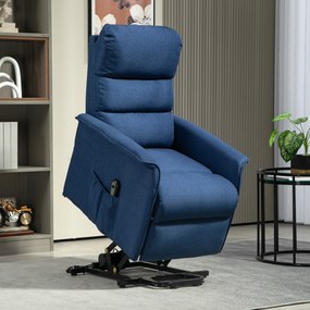 Poltrona Relax Reclinável Elétrica Poltrona Levanta Pessoas com Controlo Remoto e Bolso Lateral 66x90x96 cm Azul