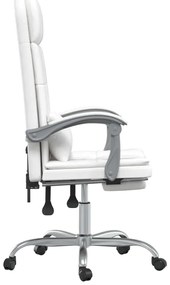 Cadeira escritório massagens reclinável couro artificial branco