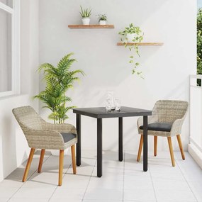 Conjunto de sala de jantar 3 pcs Cinza claro e preto Médio