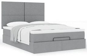Estrutura de cama otomana com colchão 140x190 cm cinzento claro