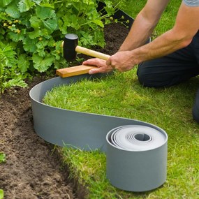 Nature Conjunto limitador de bordas de jardim e estaca cinzento