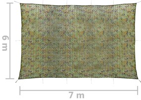 Rede de camuflagem com saco de armazenamento 6x7 m verde