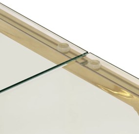 Mesa de centro aço inoxidável e vidro temperado dourado