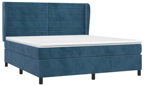 Cama com molas/colchão 180x200 cm veludo azul-escuro