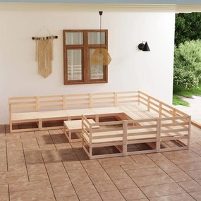 vidaXL 11 pcs conjunto lounge de jardim pinho maciço