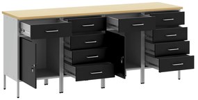 Conjunto de Mobiliário de Trabalho de 4 Peças em Preto e Cinza de Made