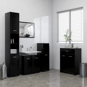 4 pcs conjunto de móveis de casa de banho preto