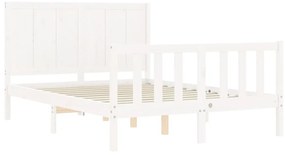 Estrutura de cama com cabeceira 140x200cm madeira maciça branco