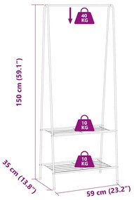 Suporte para roupas 59x35x150 cm branco