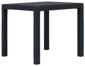 vidaXL Mesa de jardim 79x79x72 cm plástico antracite c/ aspeto de vime
