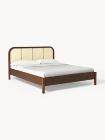 Wooden Bed Jones with Viennese Wickerwork Headboard