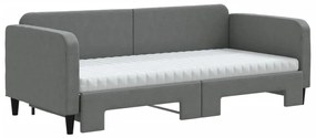 Sofá-cama c/ gavetão e colchões 90x190cm tecido cinzento-escuro