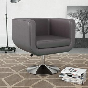 vidaXL Poltrona giratória couro artificial cinzento
