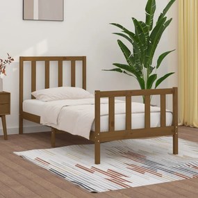 Estrutura cama pequena solteiro 75x190 cm madeira castanho mel