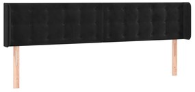 Cabeceira de cama c/ luzes LED veludo 163x16x78/88 cm preto