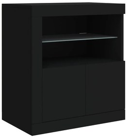 Aparador com luzes LED 202x37x67 cm preto