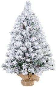 Árvore de Natal com Luzes LED 90 cm Árvore de Natal Artificial Nevado com 133 Ramos 14 Pinhas e Suporte de Metal Verde