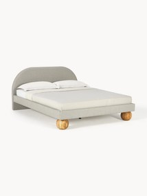 Upholstered Bed Rena with Oak Wood Ball Feet