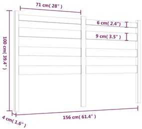 Cabeceira de cama 156x4x100 cm pinho maciço cinzento