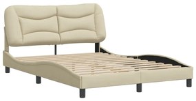 Estrutura de cama sem colchão 120x200 cm tecido cor creme