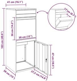 Caixa para entrega de pacotes Preto 41 x 38 x 103 cm