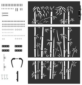 Portão de Jardim Preto 105 x 125 cm Aço com Revestimento em Pó