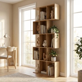 Estante de 5 Níveis Estante de Livros Estreita Estante em Forma de S 80x24x200 cm Carvalho