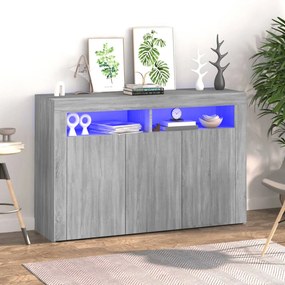 vidaXL Aparador com luzes LED 115,5x30x75 cm sonoma cinza