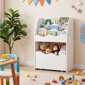 Estante Infantil de Arrumação, 49,5 x 30 x 76 cm, Gaveta Removível com Rodas, Branco