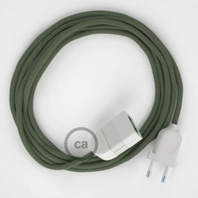 Cabo extensão em Algodão Verde Cinza RC63 2P 10A. Fabricado em Itália.